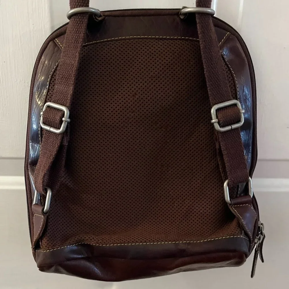 Jack Georges Dark BrownVoyager Leather Travel Convertible Backpack/Crossbody Bag - Picture 7 of 14